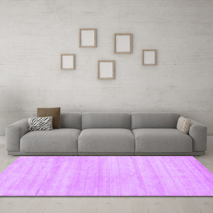 Machine Washable Solid Purple Modern Area Rugs in a Living Room, wshcon586pur