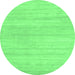 Round Machine Washable Solid Emerald Green Modern Area Rugs, wshcon586emgrn