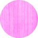 Round Machine Washable Solid Pink Modern Rug, wshcon586pnk