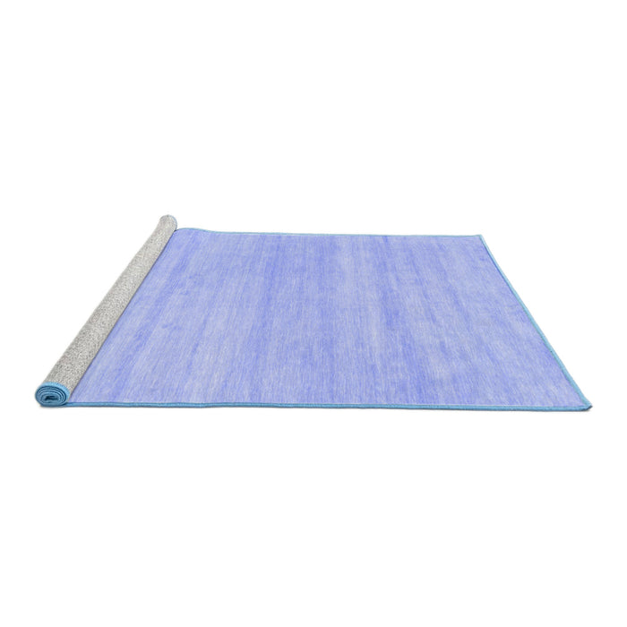 Sideview of Machine Washable Solid Blue Modern Rug, wshcon586blu