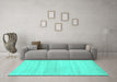 Machine Washable Solid Turquoise Modern Area Rugs in a Living Room,, wshcon586turq