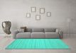 Machine Washable Solid Turquoise Modern Area Rugs in a Living Room,, wshcon587turq