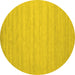 Round Machine Washable Solid Yellow Modern Rug, wshcon587yw