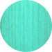 Round Solid Turquoise Modern Rug, con587turq