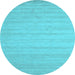 Round Machine Washable Solid Light Blue Modern Rug, wshcon587lblu