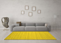 Machine Washable Solid Yellow Modern Rug, wshcon587yw