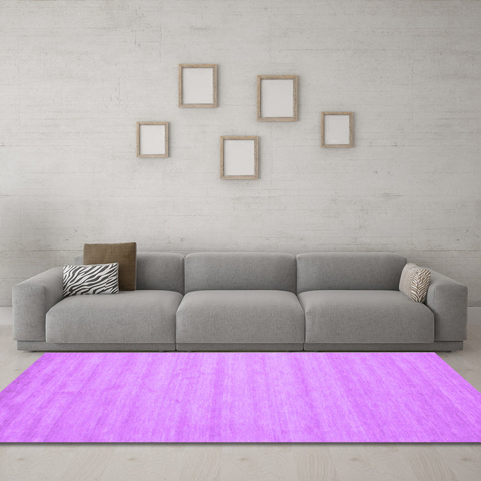Machine Washable Solid Purple Modern Area Rugs in a Living Room, wshcon587pur