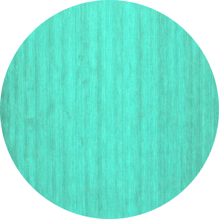 Round Machine Washable Solid Turquoise Modern Area Rugs, wshcon587turq