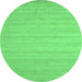 Round Machine Washable Solid Emerald Green Modern Area Rugs, wshcon587emgrn