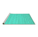 Sideview of Machine Washable Solid Turquoise Modern Area Rugs, wshcon587turq