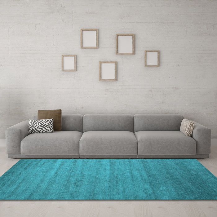 Machine Washable Abstract Light Blue Contemporary Rug in a Living Room, wshcon588lblu