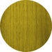 Round Abstract Yellow Contemporary Rug, con588yw