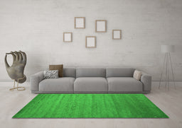 Machine Washable Abstract Green Contemporary Area Rugs in a Living Room,, wshcon588grn