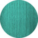 Round Machine Washable Abstract Turquoise Contemporary Area Rugs, wshcon588turq