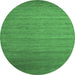 Round Machine Washable Abstract Emerald Green Contemporary Area Rugs, wshcon588emgrn