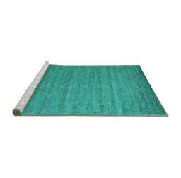 Sideview of Machine Washable Abstract Turquoise Contemporary Area Rugs, wshcon588turq