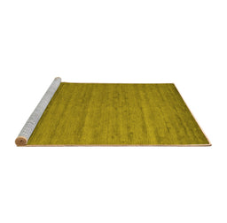 Sideview of Machine Washable Abstract Yellow Contemporary Rug, wshcon588yw
