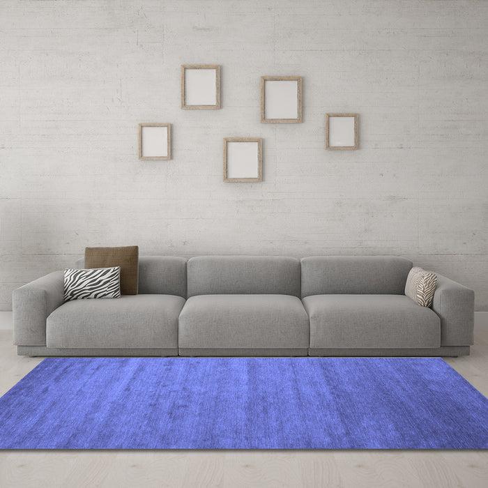 Machine Washable Abstract Blue Contemporary Rug in a Living Room, wshcon588blu