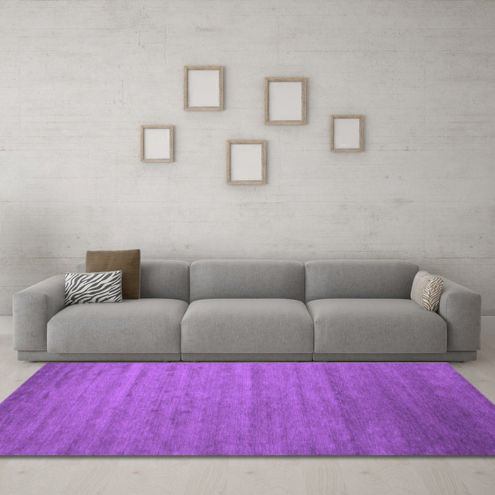 Machine Washable Abstract Purple Contemporary Area Rugs in a Living Room, wshcon588pur