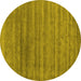 Round Abstract Yellow Contemporary Rug, con589yw