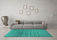 Machine Washable Abstract Turquoise Contemporary Rug, wshcon589turq