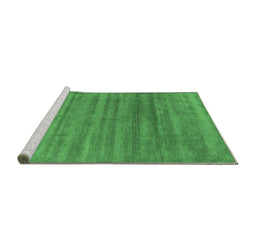 Sideview of Machine Washable Abstract Emerald Green Contemporary Area Rugs, wshcon589emgrn
