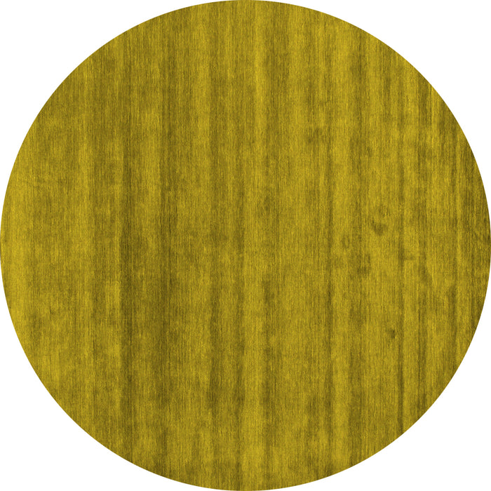 Round Machine Washable Abstract Yellow Contemporary Rug, wshcon589yw