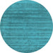 Round Abstract Light Blue Contemporary Rug, con589lblu