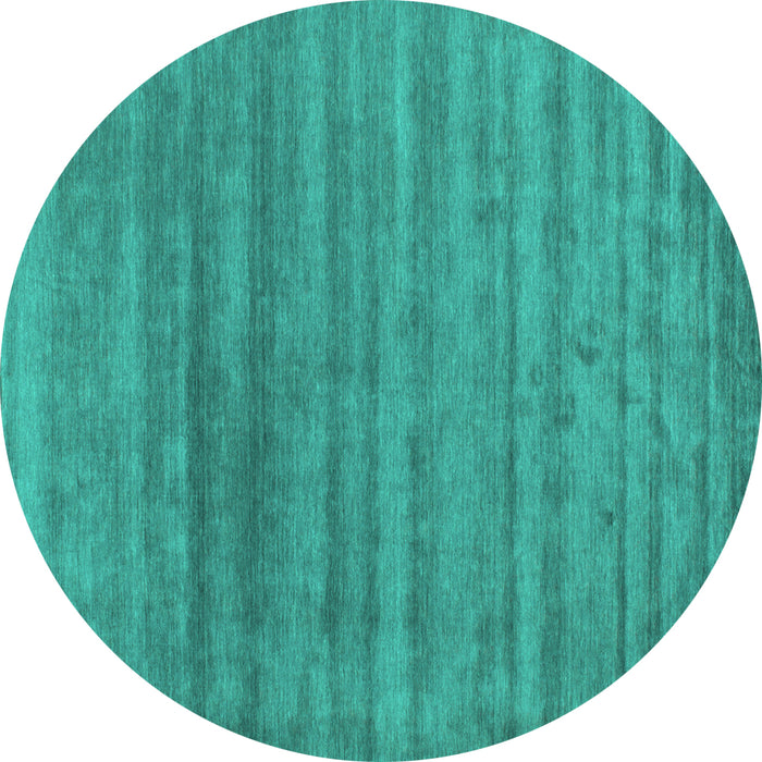 Round Machine Washable Abstract Turquoise Contemporary Area Rugs, wshcon589turq