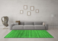 Machine Washable Abstract Green Contemporary Rug, wshcon589grn