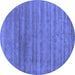 Round Abstract Blue Contemporary Rug, con589blu