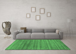 Machine Washable Abstract Emerald Green Contemporary Area Rugs in a Living Room,, wshcon589emgrn