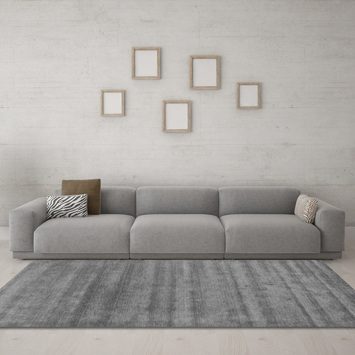 Machine Washable Abstract Gray Contemporary Rug in a Living Room,, wshcon589gry
