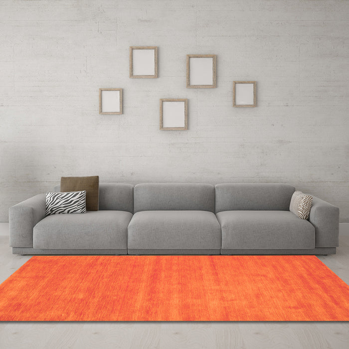 Machine Washable Abstract Orange Contemporary Area Rugs in a Living Room, wshcon58org
