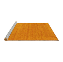 Sideview of Machine Washable Abstract Yellow Contemporary Rug, wshcon58yw