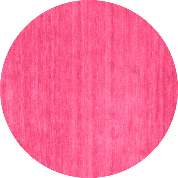 Round Machine Washable Abstract Pink Contemporary Rug, wshcon58pnk