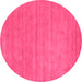 Round Machine Washable Abstract Pink Contemporary Rug, wshcon58pnk