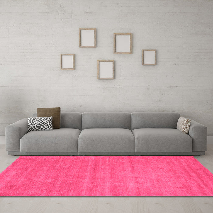 Machine Washable Abstract Pink Contemporary Rug in a Living Room, wshcon58pnk