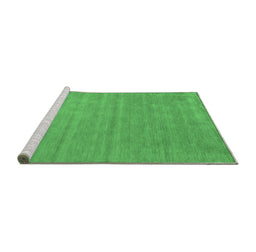 Sideview of Machine Washable Abstract Emerald Green Contemporary Area Rugs, wshcon58emgrn