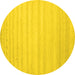 Round Machine Washable Solid Yellow Modern Rug, wshcon590yw