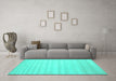 Machine Washable Solid Turquoise Modern Area Rugs in a Living Room,, wshcon590turq