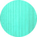 Round Machine Washable Solid Turquoise Modern Area Rugs, wshcon590turq