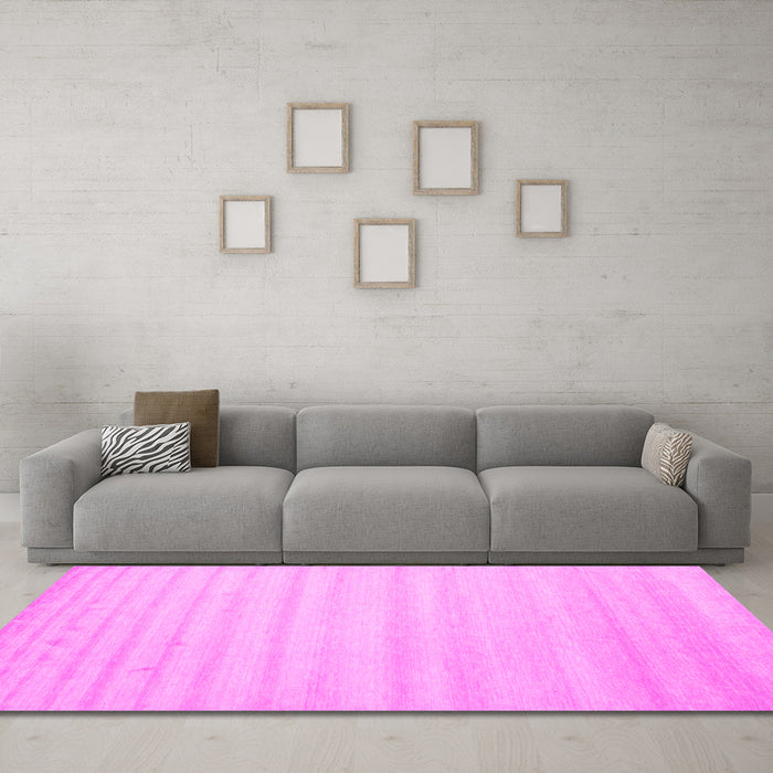 Machine Washable Solid Pink Modern Rug in a Living Room, wshcon590pnk