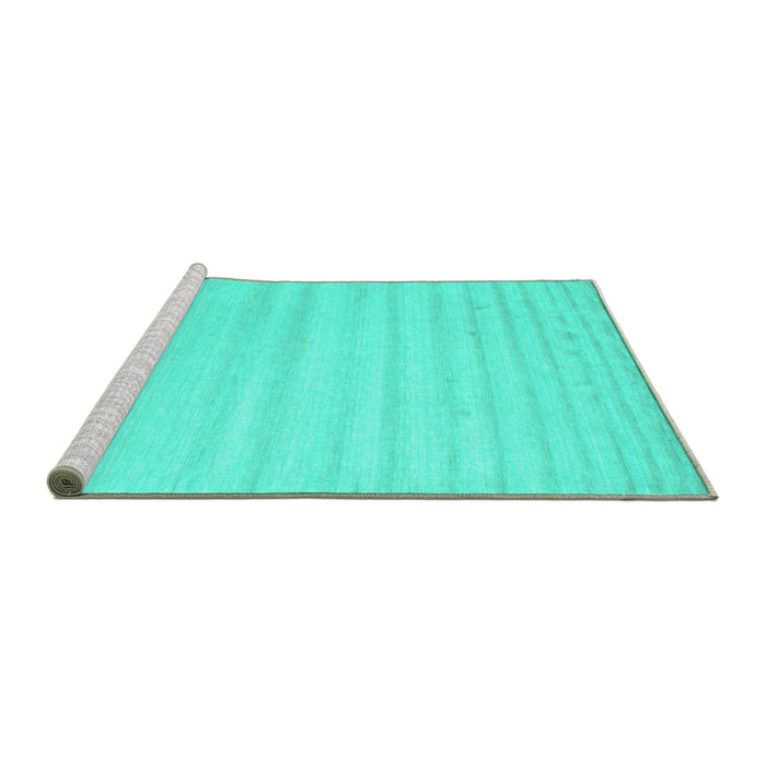 Sideview of Machine Washable Solid Turquoise Modern Area Rugs, wshcon590turq