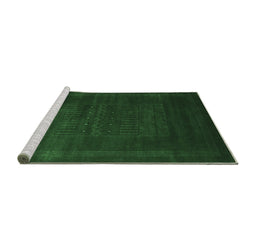 Sideview of Machine Washable Abstract Emerald Green Contemporary Area Rugs, wshcon591emgrn