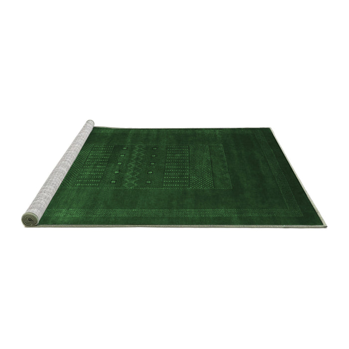 Sideview of Machine Washable Abstract Emerald Green Contemporary Area Rugs, wshcon591emgrn