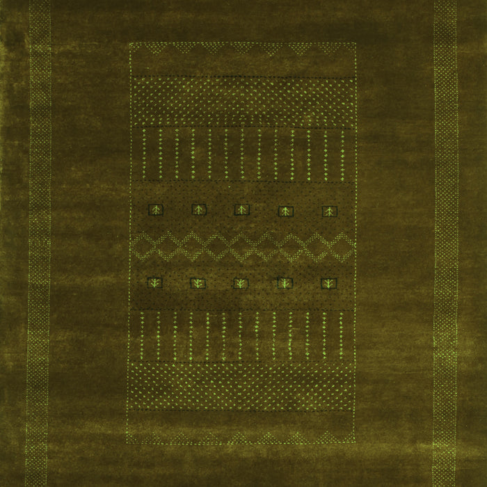Serging Thickness of Machine Washable Abstract Green Contemporary Area Rugs, wshcon591grn