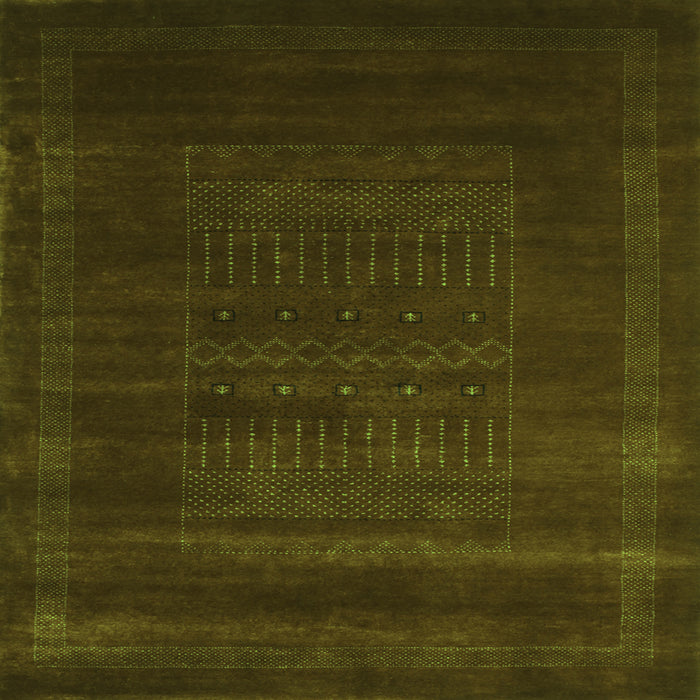 Serging Thickness of Abstract Green Contemporary Rug, con591grn