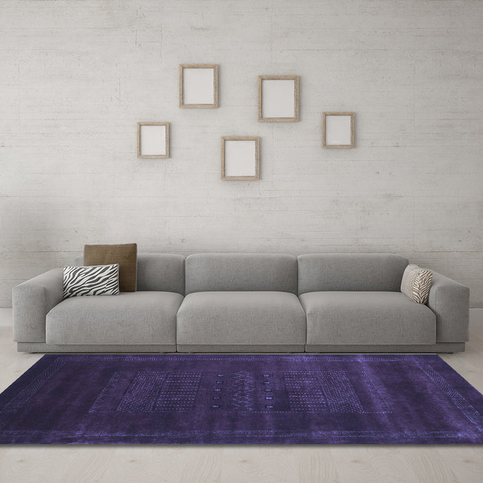 Machine Washable Abstract Blue Contemporary Rug in a Living Room, wshcon591blu