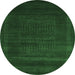 Round Abstract Emerald Green Contemporary Rug, con591emgrn